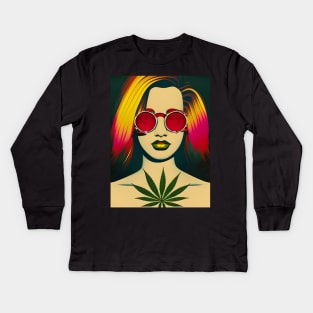 Mary Jane - Weed Loving Hippie Girl Kids Long Sleeve T-Shirt